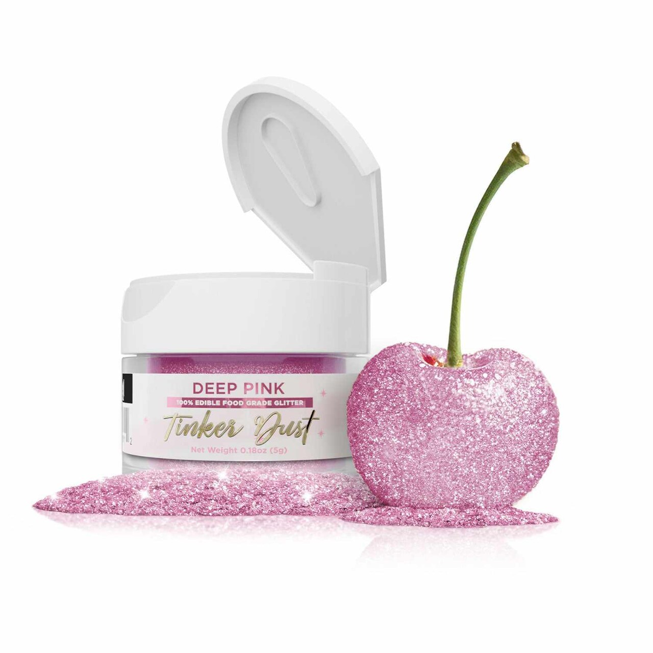 Bakell - Deep Pink Tinker Dust Edible Glitter (5g, 1x Jar) for Food, Desserts, and Beverages!